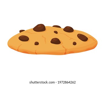 Vector illustration of sweet cookie with chocolate pieces. Illustration for the site, menu and other things.