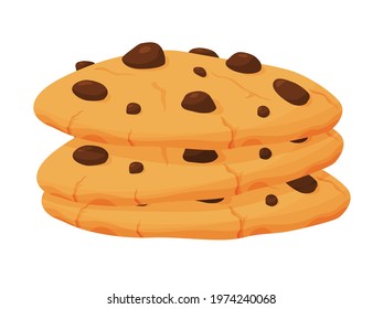 Vector illustration of sweet cookies with chocolate pieces. Illustration for the site, menu and other things.