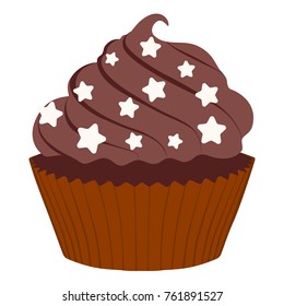 Vector illustration sweet cupcake icon isolated on white background. Birthday bakery