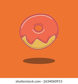 A vector illustration of a sweet donut with icing and sprinkles