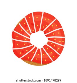 Vektorgrafik. Süße Donut einzeln auf weißem Hintergrund. Berry Doughnut.