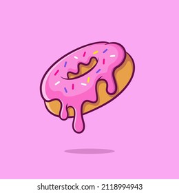 Vector illustration of sweet donut with melted cream. Suitable for design element of food menu, cake and delicious dessert for breakfast. Doughnut cartoon illustration.