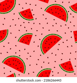 vector illustration of sweet endless watermelon clipart pattern with flat red, pink and green colorful design. fit for fabric print, cover, background, wallpaper, texture, banner, etc.