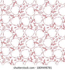 vector illustration sweet fresh red apple fruit repeat seamless pattern doodle cartoon modern style. Great for fabric packaging wallpaper