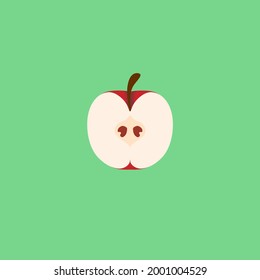 Vector illustration of a sweet and fresh red ripe apple slice that has just been picked from the tree