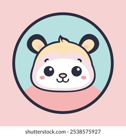 una Ilustración vectorial de un pequeño oso dulce Cara en la paleta de colores pastel