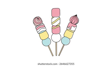 Ilustração do vetor: Ceifeiras de marmorego doce com cores de pastel para doces e celebrações