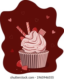 Vektorgrafik mit süßem Muffin, Cupcake