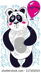 Vector illustration  with sweet panda "I love Panda".