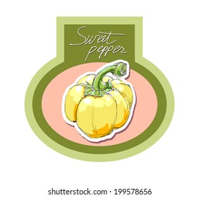 vector illustration of sweet pepper  vector illustration label pepper