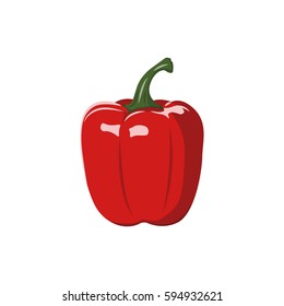 Vector illustration of a sweet pepper on white background. Vegetables and gardening topic.