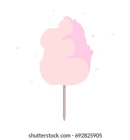 Vector Illustration Sweet Pink Cotton Candy Icon.