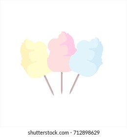 Vector illustration sweet pink, orange and blue cotton candy icon set.