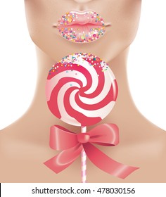 Vector illustration of Sweet pink sexy lips