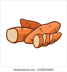 vector illustration of sweet potato as a fresh plantation produce on white background, can be used as banner, poster or template