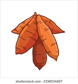 vector illustration of sweet potato as a fresh plantation produce on white background, can be used as banner, poster or template