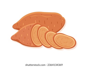 Vector illustration of sweet potato fresh vegetable. Delicious healthy food