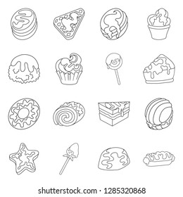 Vector illustration of sweet and product logo. Set of sweet and caramel stock vector illustration.