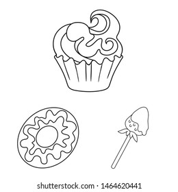 Vector illustration of sweet and product logo. Set of sweet and caramel stock symbol for web.