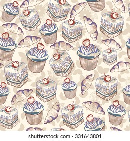 Vector illustration of sweeties seamless