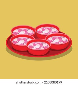 Vektorgrafik Süßfleisch Khanom Ee (Tang Yuan) in einem Tablett in der chinesischen Neujahr.