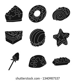 Vector illustration of sweetness and product logo. Set of sweetness and sweet vector icon for stock.