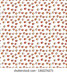 Vector illustration. Sweets background design. Seamless pattern with sweet Cupcakes pattern. Nice birthday background on orange, black and white.