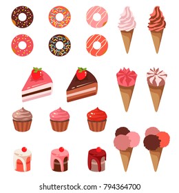 Vector illustration of sweets dessert isolated on white background