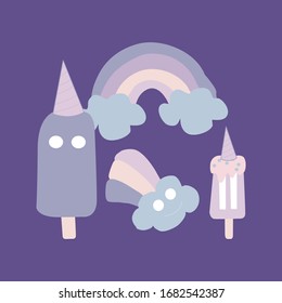 vector illustration with sweets and rainbows, perfect to use on the web or in print