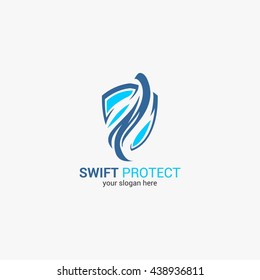 Vector illustration of swift protect logo design template. flat style design