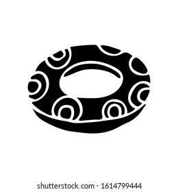  Vector illustration of a swim ring  silhouette isolated on white background. Hand drawn black icon, logo template.