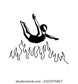 vector illustration of swimmer with fire concept