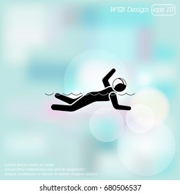 Vector illustration. Swimmer icon