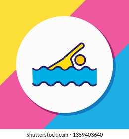 Vector illustration of swimming icon colored line. Beautiful activities element also can be used as swimmer icon element.