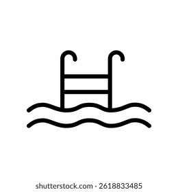 A vector illustration of a swimming pool in colored outline icon style, isolated on a white background. Ideal for summer, recreation, vacation, and outdoor-themed designs.
