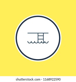 Vector illustration of swimming pool icon line. Beautiful tourism element also can be used as breaststroke icon element.