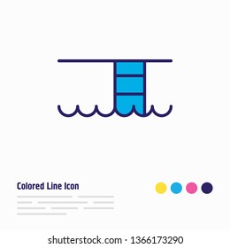 Vector illustration of swimming pool icon colored line. Beautiful travel element also can be used as breaststroke icon element.