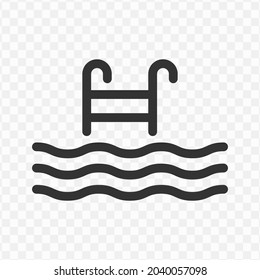 Vector illustration of swimming pool icon in dark color and transparent background(png).