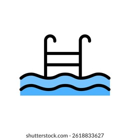 A vector illustration of a swimming pool in line icon style