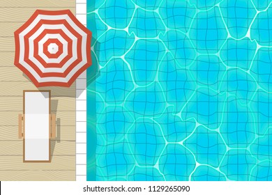 Vector illustration. Swimming pool. Top view. Summer pool party invitation. (View from above)