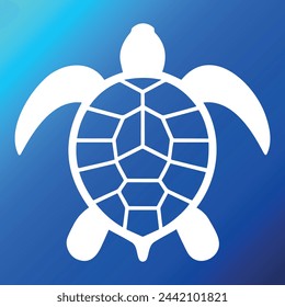 Vector illustration of a swimming sea turtle on a blue ocean background