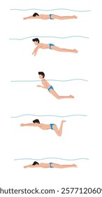 Vector illustration of swimming tutorial,man and girl doing swim,how do swim,swimming step for education,poster,learning,school and more
