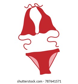 Vector Illustration Swimsuit Two Peach Red