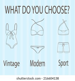 Vector illustration with swimsuits