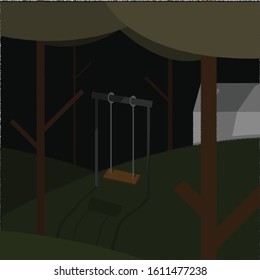 vector illustration swing in the yard