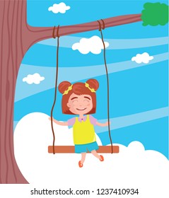 Vector illustration of swinging on a swing child