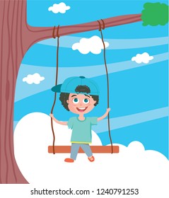 Vector illustration of swinging on a swing