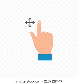 Vector illustration of swipe hand. Colored vector for website design .Simple design on transparent background (PNG).