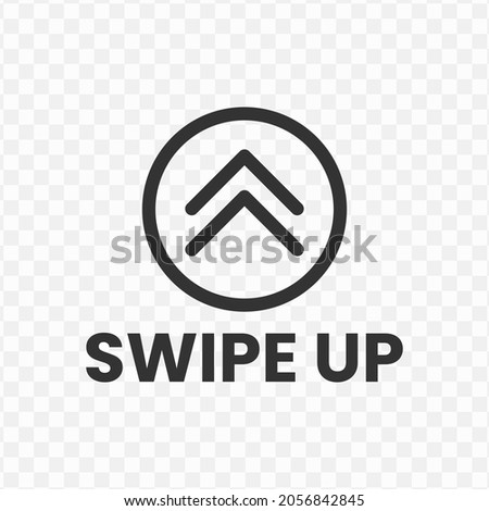 Vector illustration of swipe up icon in dark color and transparent background(png).