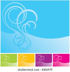 Vector illustration of swirl background in different colours